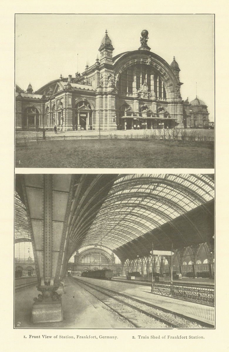 Associate Product Front View of Station, Frankfurt, Germany. Train Shed of Frankfurt Station 1907