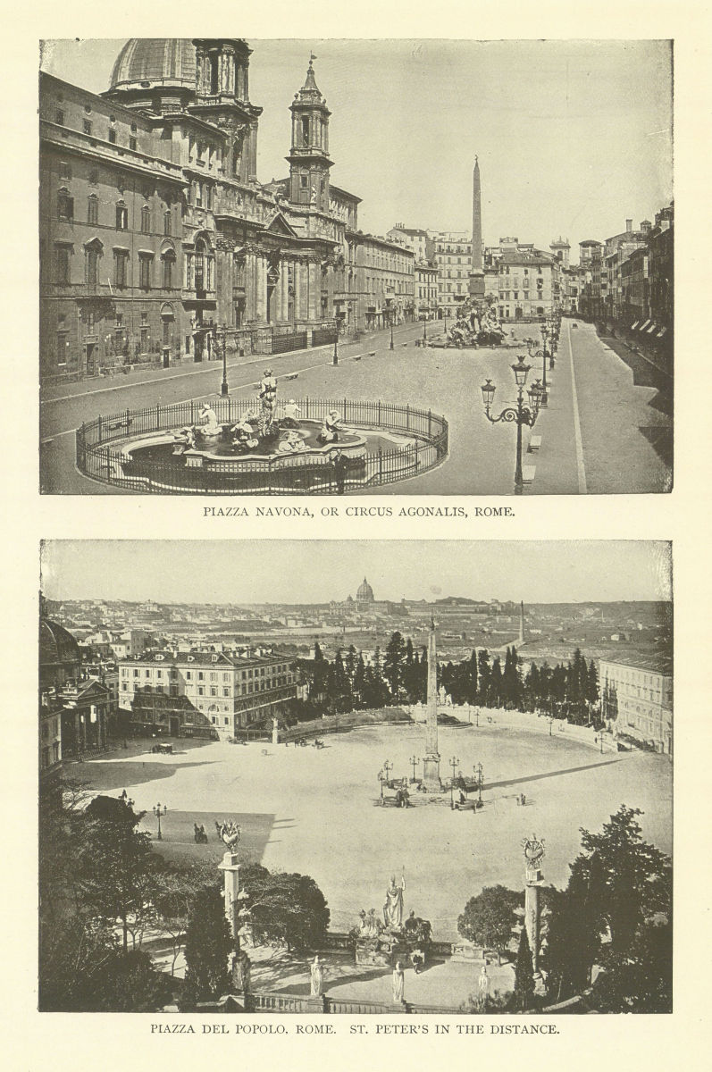 Piazza Navona, Circus Agonalis. Piazza Del Popolo, Rome. St. Peter's 1907