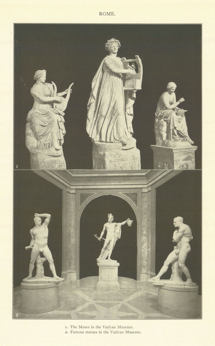 ROME. The Muses in the Vatican Museum. Famous statues in the Vatican Museum 1907