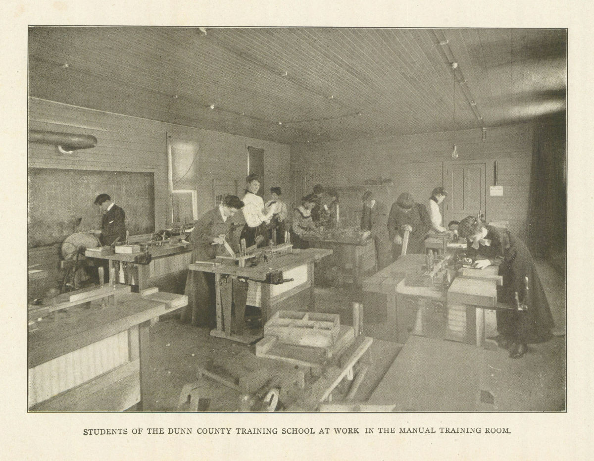 Students of Dunn County Training School, Manual Training Room. Wisconsin 1907