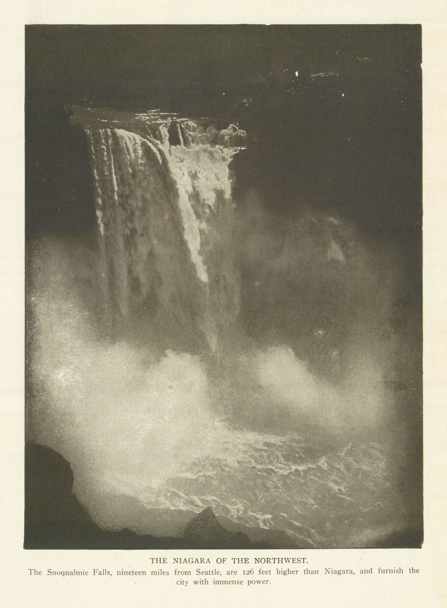 Associate Product The Snoqualmie Falls, nineteen miles from Seattle. Washington State 1907 print