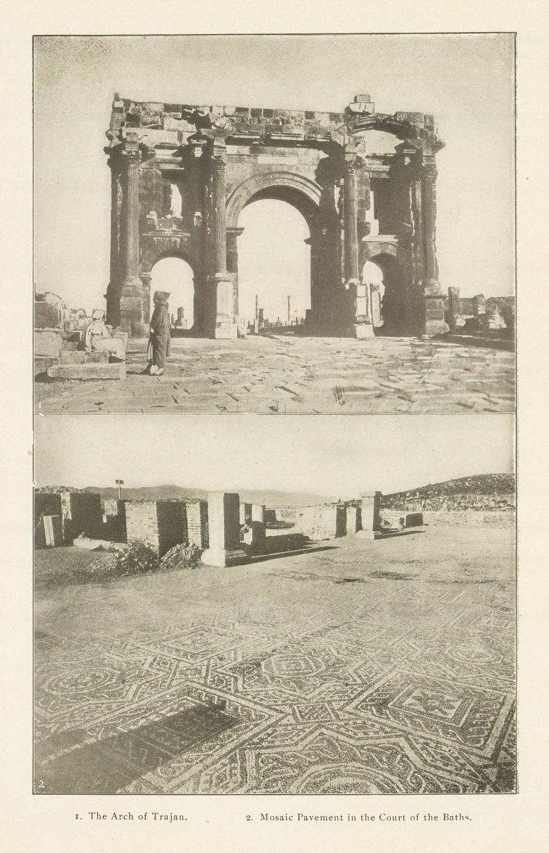 Timgad, Algeria. Arch of Trajan. Mosaic Pavement in the Court of the Baths 1907
