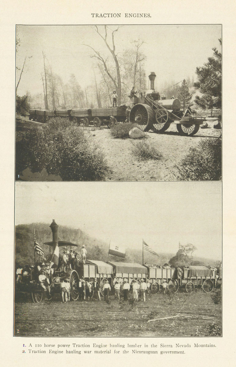 Associate Product Traction Engines hauling lumber, Sierra Nevada & munitions, Nicaragua 1907