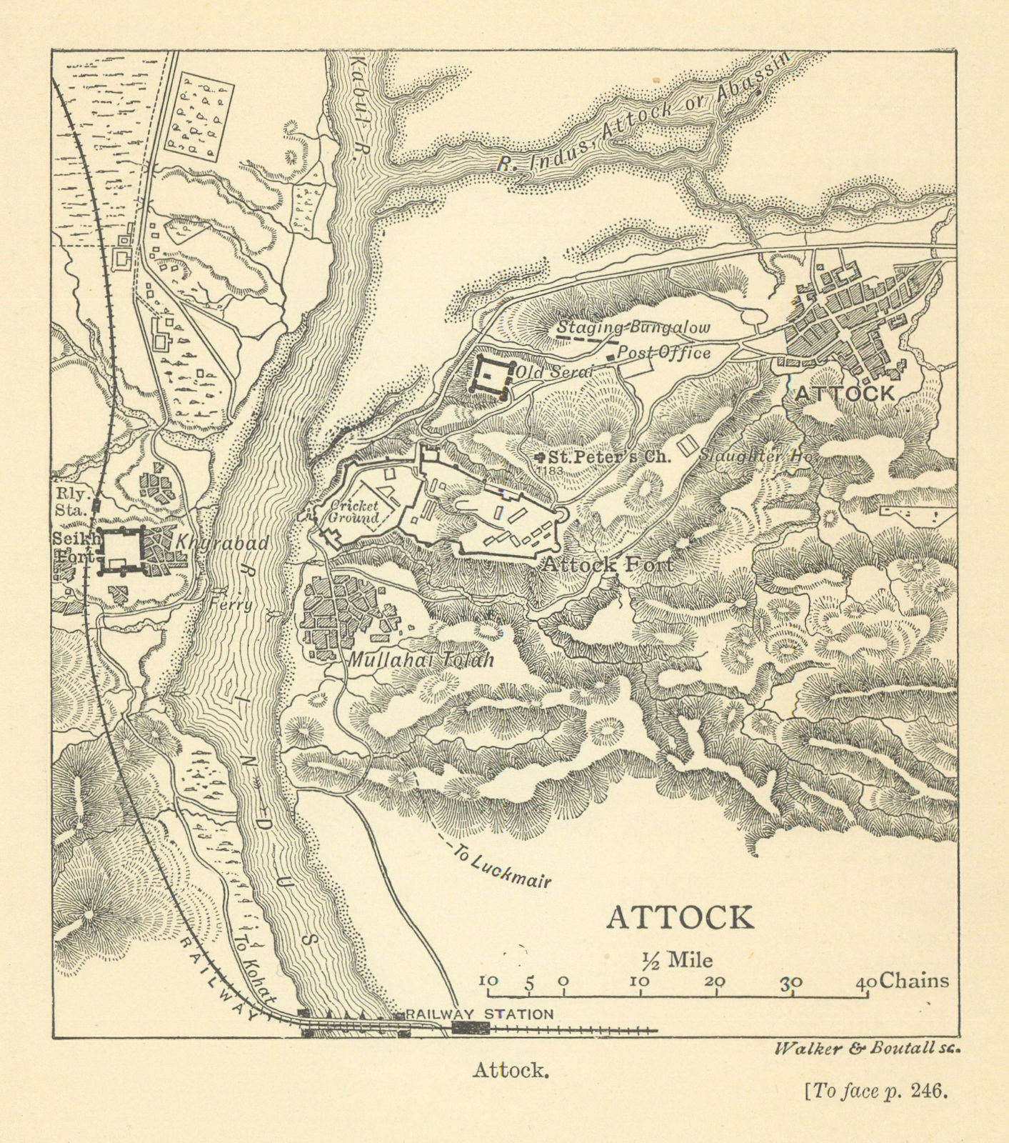 PAKISTAN. Attock town & Attock Fort sketch map. Khairabad. Sikh Fort 1905