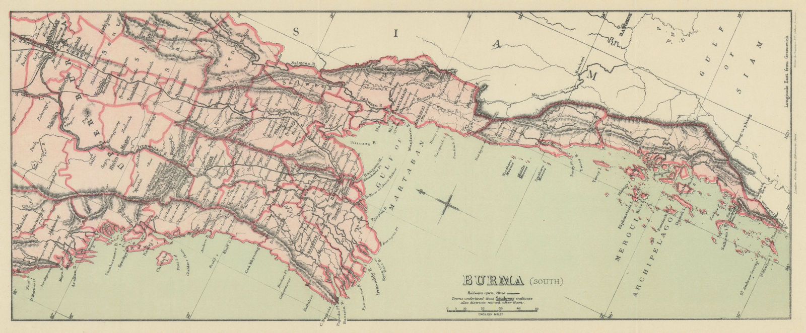 Associate Product BRITISH INDIA Burma (south). Myanmar. Mergui Archipelago. Martaban Gulf 1905 map