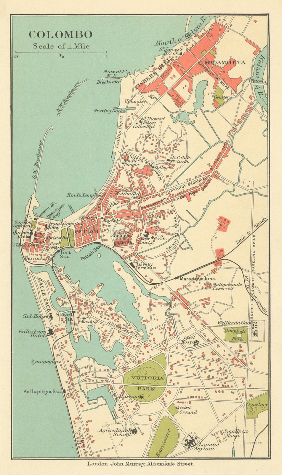 CEYLON. Colombo city plan. Sri Lanka. Pettah. British India. 1905 old map