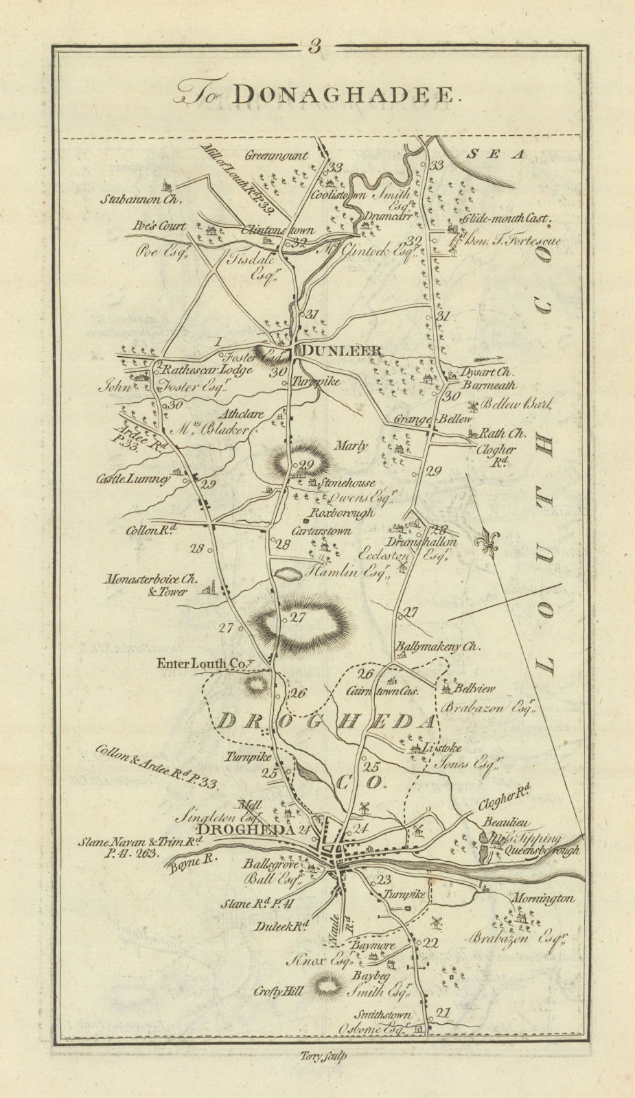 Associate Product #3 Road from Dublin to Donaghadee Drogheda Dunleer Louth TAYLOR/SKINNER 1778 map