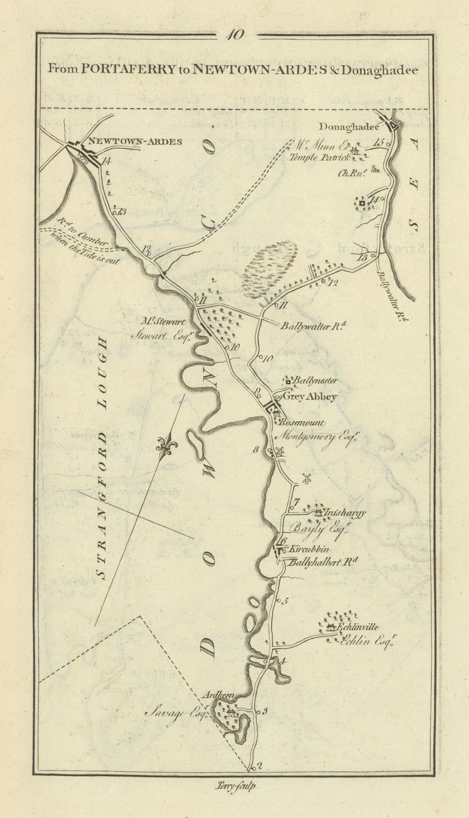 Associate Product #10 Portaferry to Newtownards & Donaghadee. Kircubbin. TAYLOR/SKINNER 1778 map