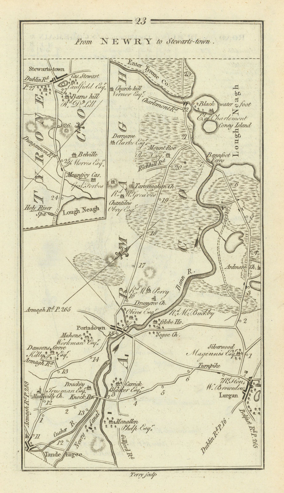 Associate Product #23 Newry to Stewartstown. Portadown Tandragee Lurgan. TAYLOR/SKINNER 1778 map