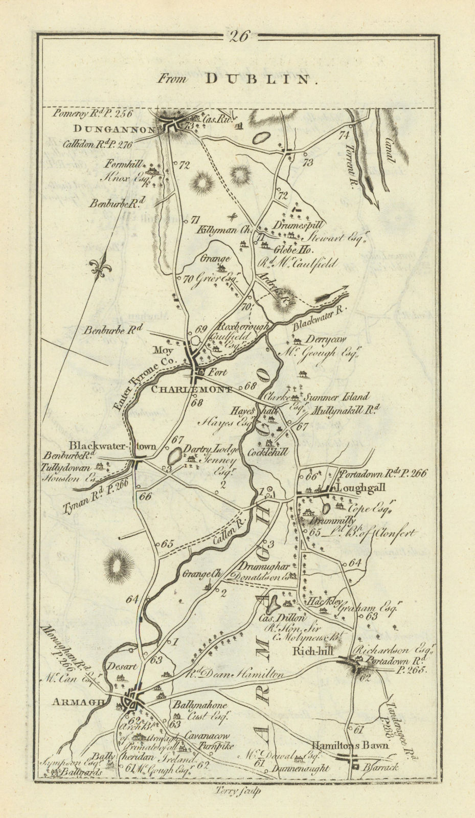 Associate Product #26 Dublin… to Portrush. Dungannon Richhill Armagh. TAYLOR/SKINNER 1778 map