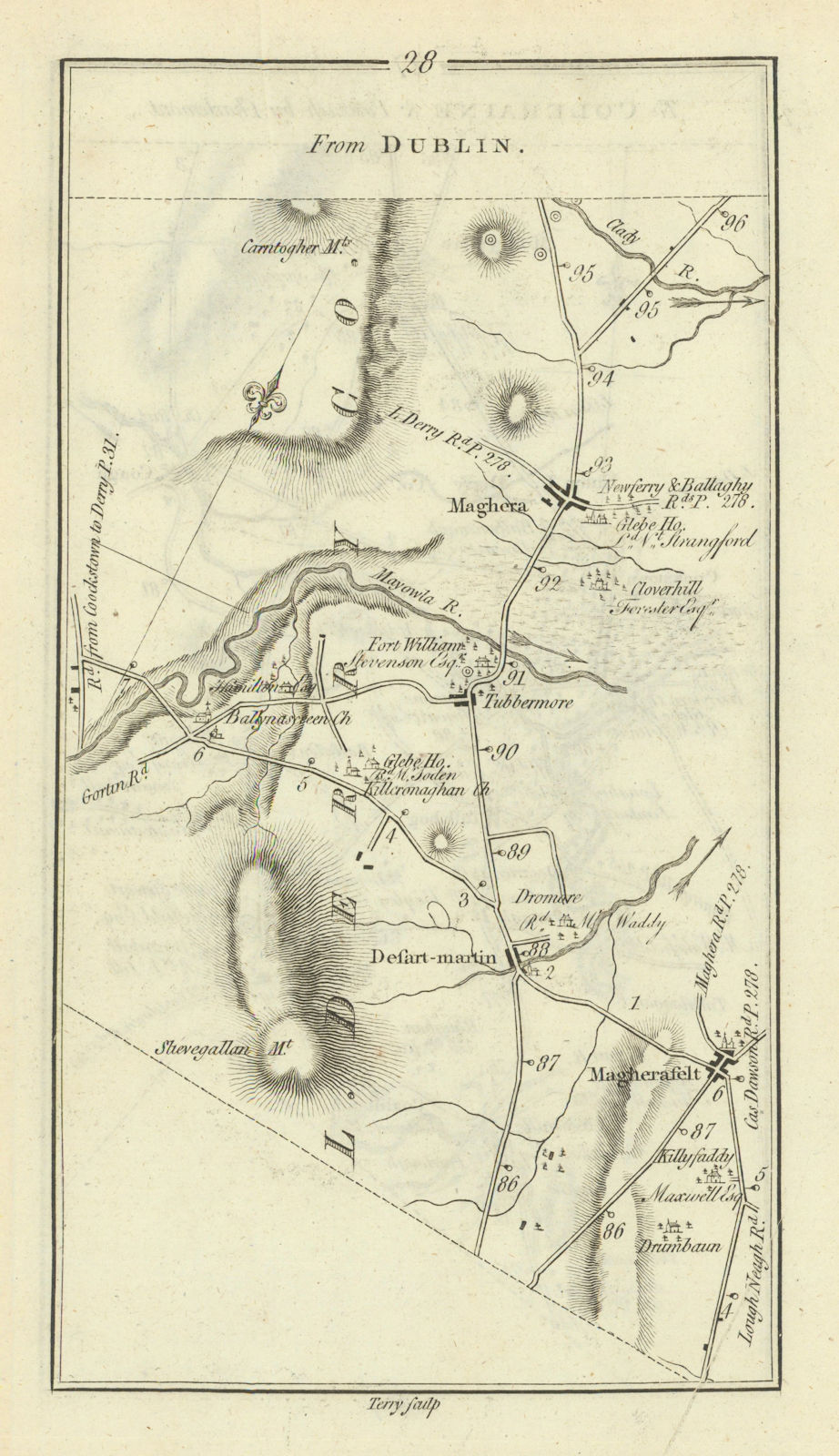 #28 Maghera Desertmartin Magherafelt Londonderry. TAYLOR/SKINNER 1778 old map