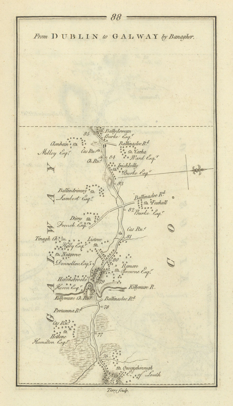 Associate Product #88 Dublin to Galway by Banagher. Ramore Killimor. TAYLOR/SKINNER 1778 old map