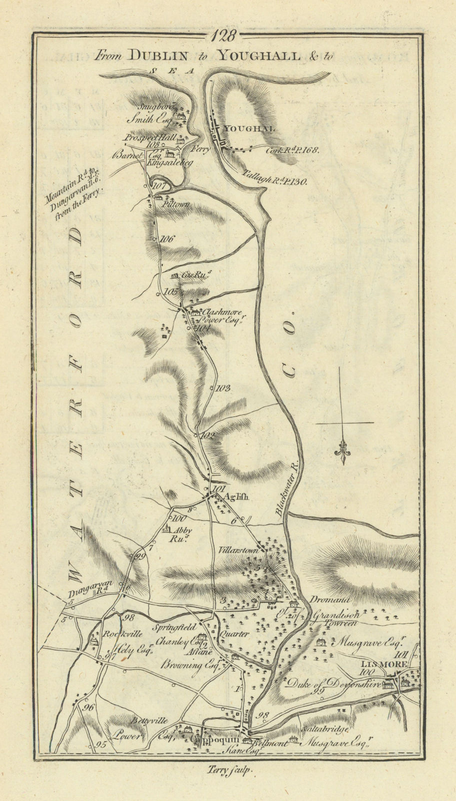 Associate Product #128 Dublin to... Youghal & Lismore. Aglish Cappoquin. TAYLOR/SKINNER 1778 map