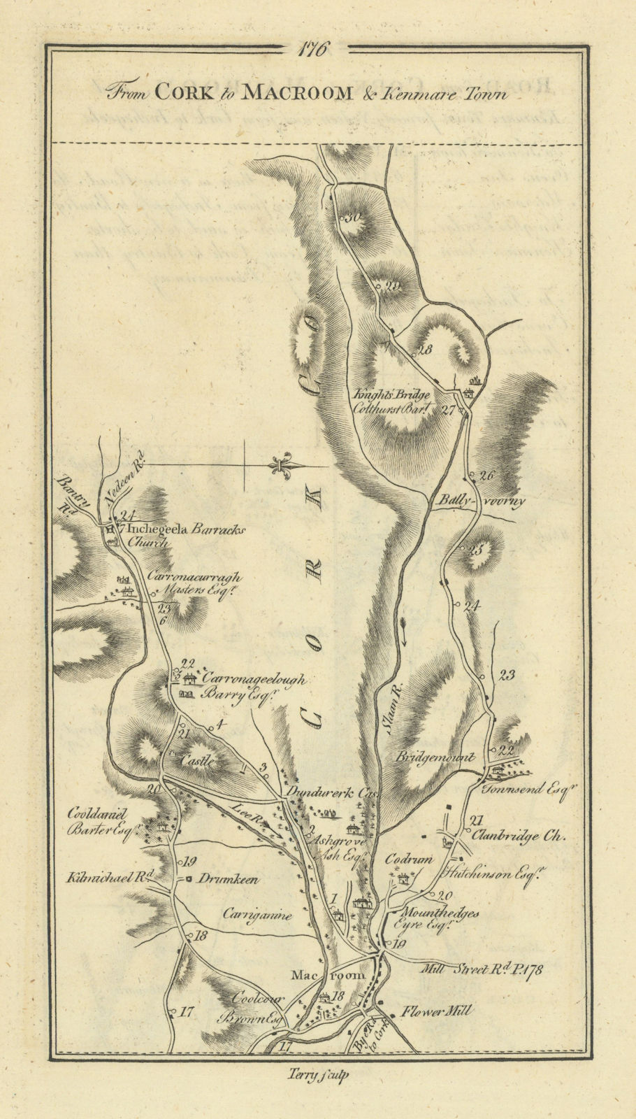Associate Product #176 Cork to Macroom & Kenmare. Inchigeelagh. TAYLOR/SKINNER 1778 old map