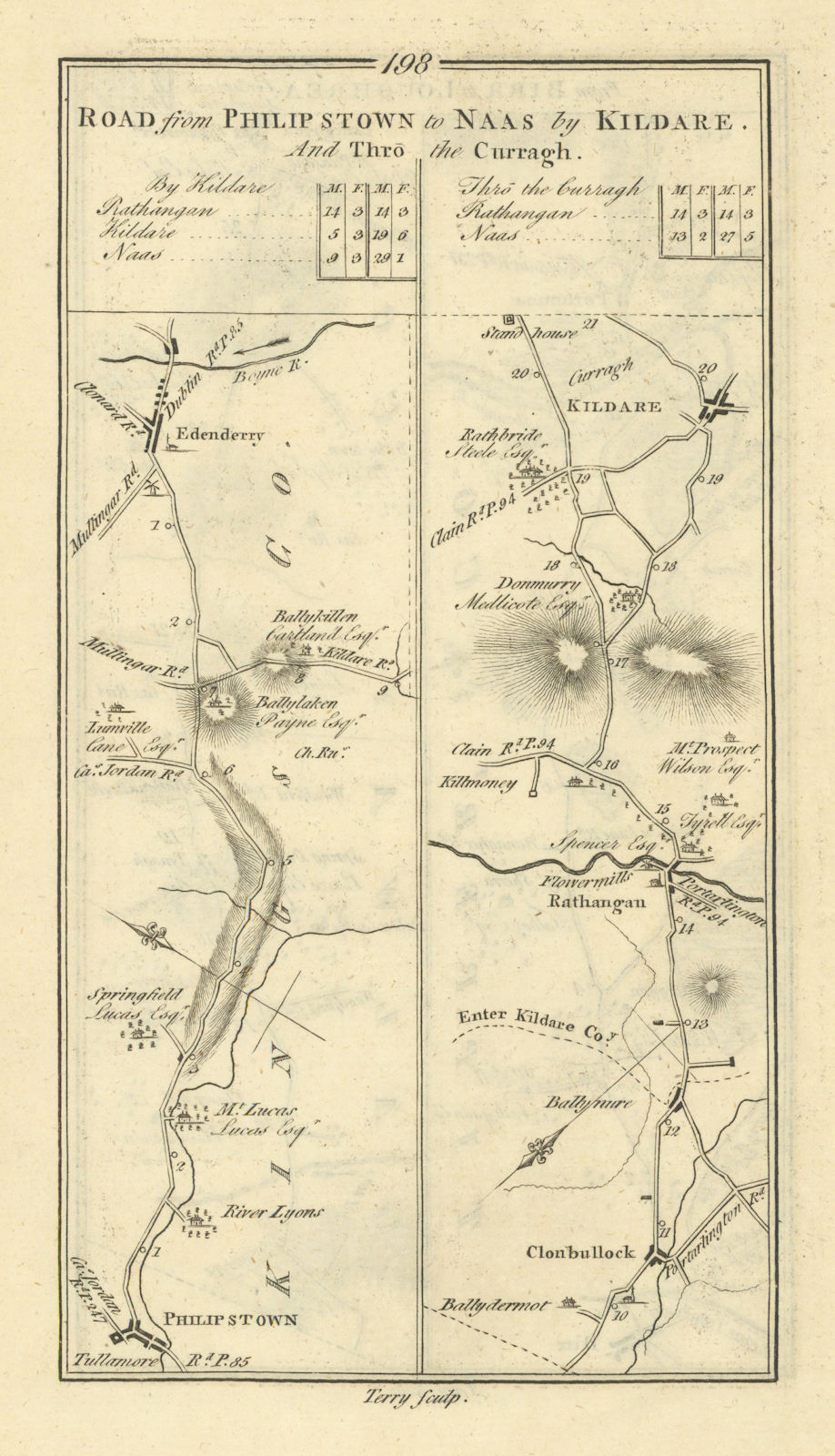 Associate Product #198 Daingean to… Kildare. Rathangan Edenderry. TAYLOR/SKINNER 1778 old map