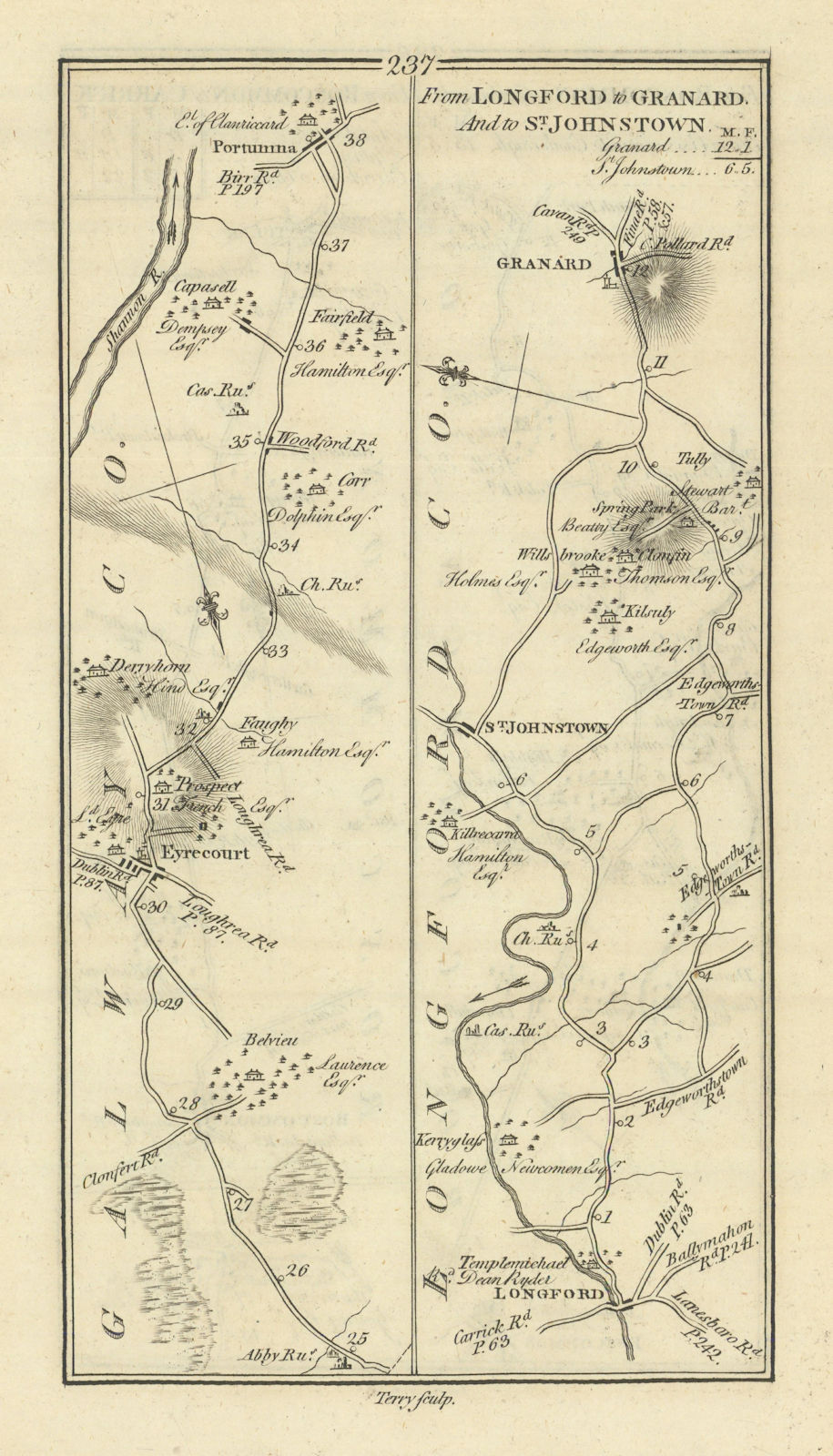 Associate Product #237 Longford Granard St. Johnstown Eyrecourt Portumna. TAYLOR/SKINNER 1778 map