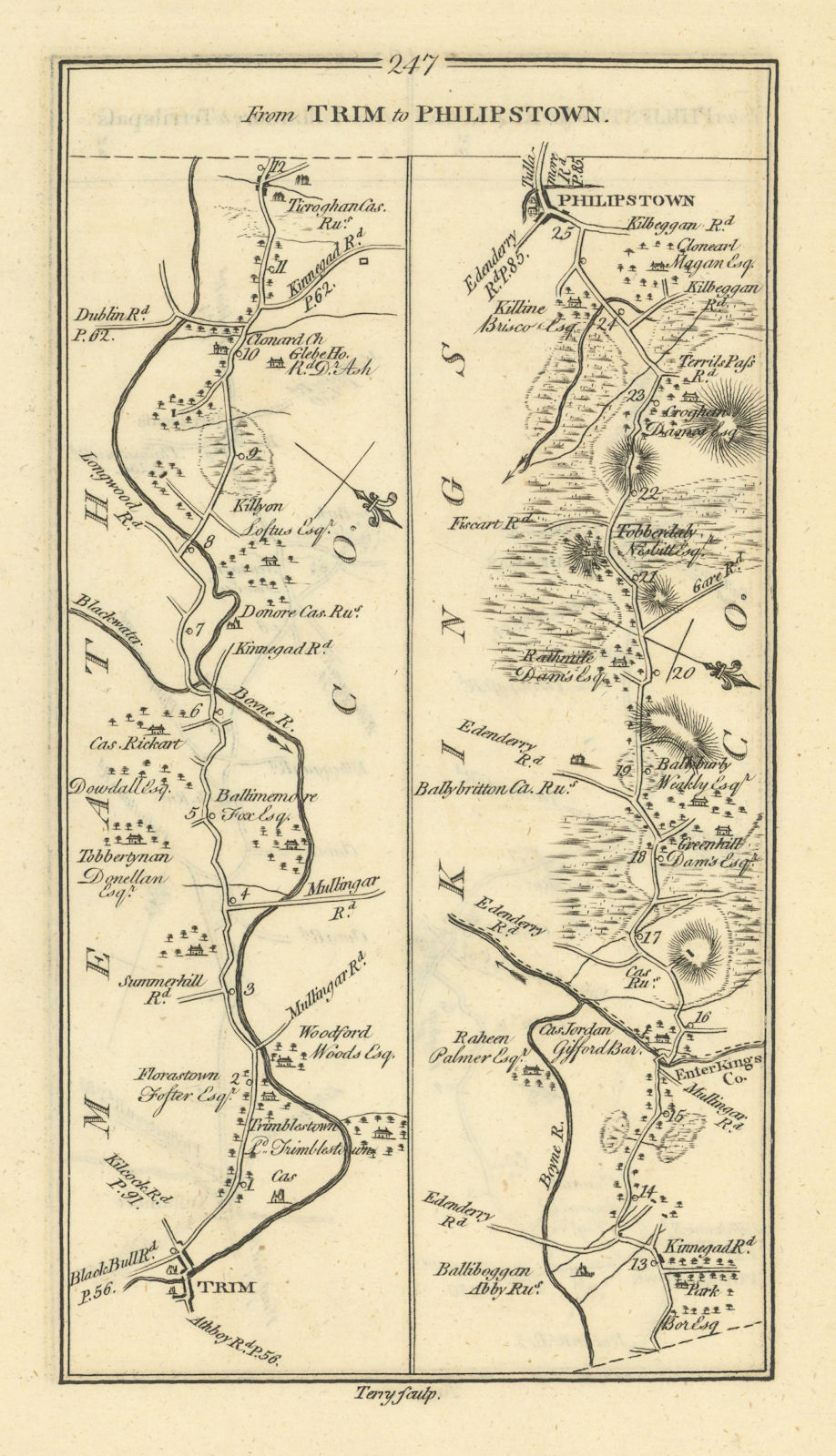 Associate Product #247 From Trim to Philipstown. Daingean Offaly Meath. TAYLOR/SKINNER 1778 map
