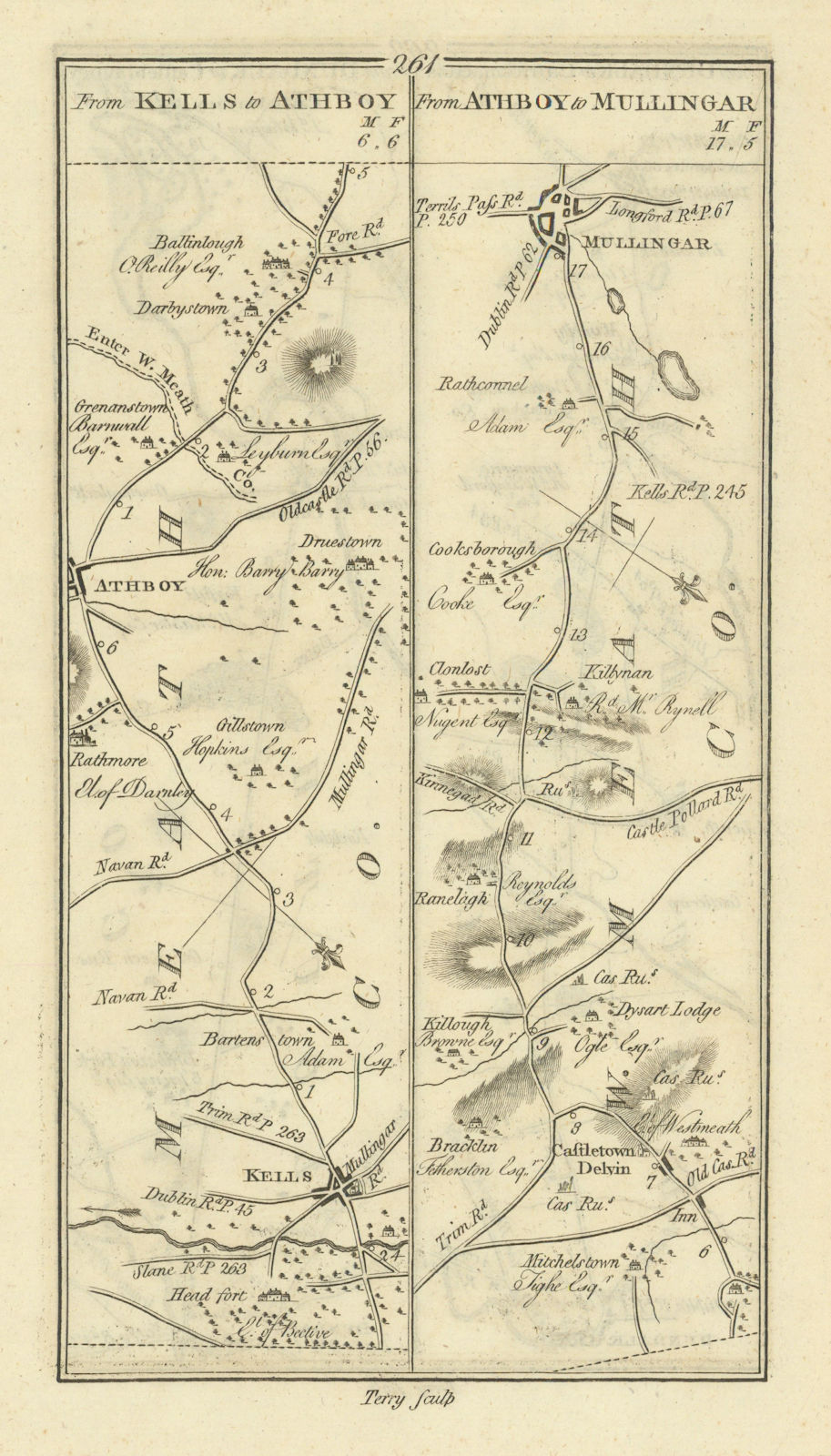 Associate Product #261 Kells to Athboy & Mullingar. Delvin Westmeath Meath TAYLOR/SKINNER 1778 map