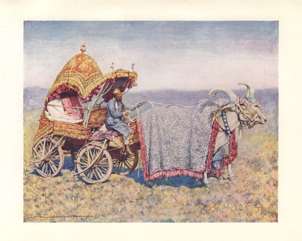A Marriage-cart from Bikanir, Rajasthan, India. Mortimer Menpes 1905 old print