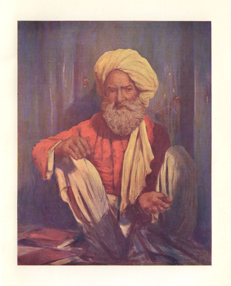 A Beggar, India. Mortimer Menpes 1905 old antique vintage print picture