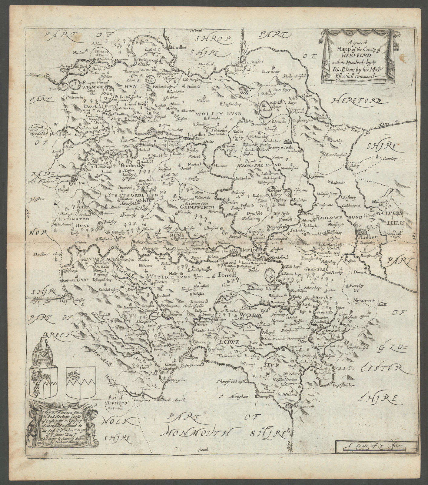 A generall Mapp of the County of Hereford by Richard Blome 1673 old