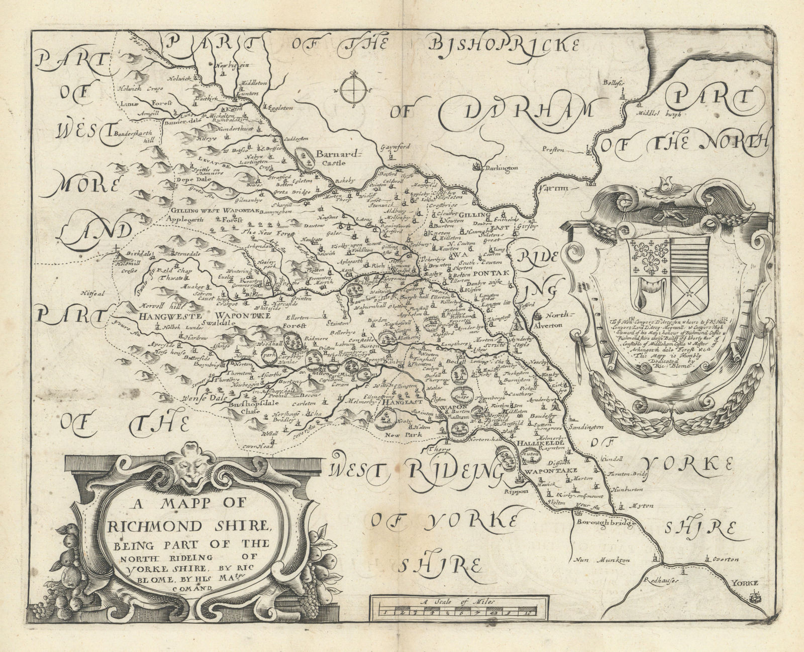 A Mapp of Richmond Shire… Part of the North Rideing of Yorke Shire. BLOME 1673