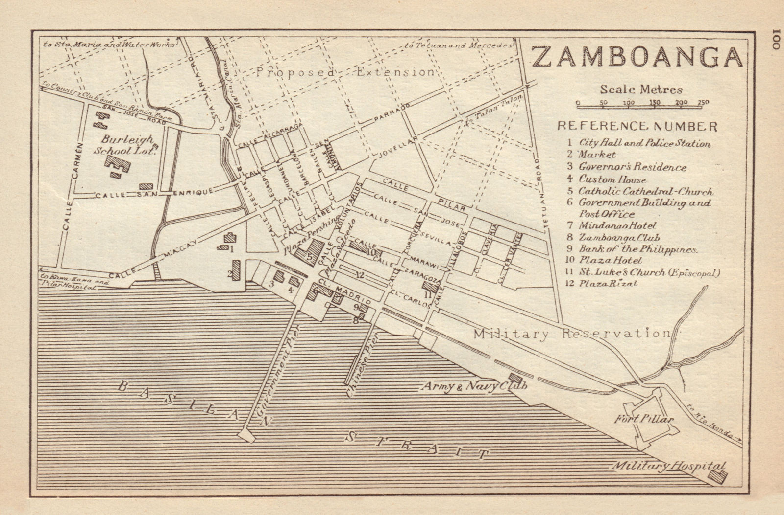 Zamboanga town city sketch plan. Mindanao. Philippines 1917 old antique map