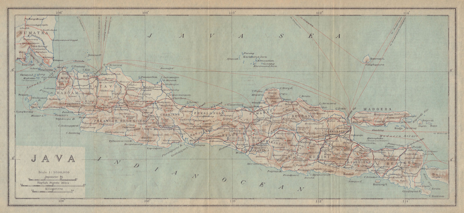 Associate Product The island of Java. Dutch East Indies. Indonesia 1917 old antique map chart