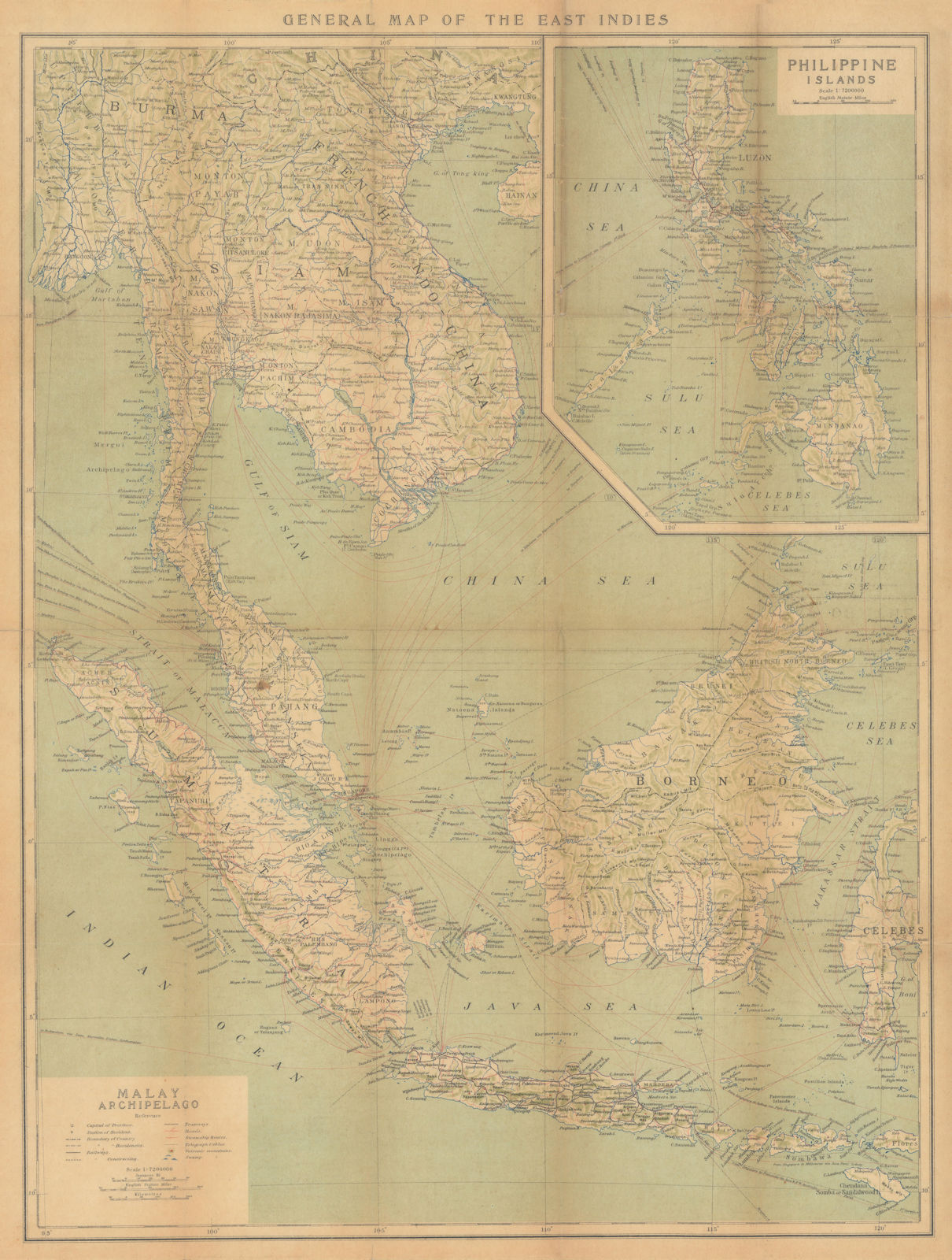 Associate Product East Indies Malay Archipelago. Indochina Philippines Malaysia Indonesia 1917 map