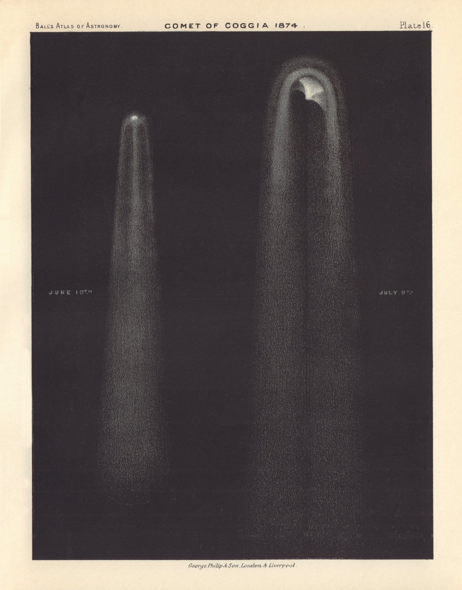 The Comet of Coggia, June 10th & July 9th 1874 by Robert Ball. Astronomy 1892