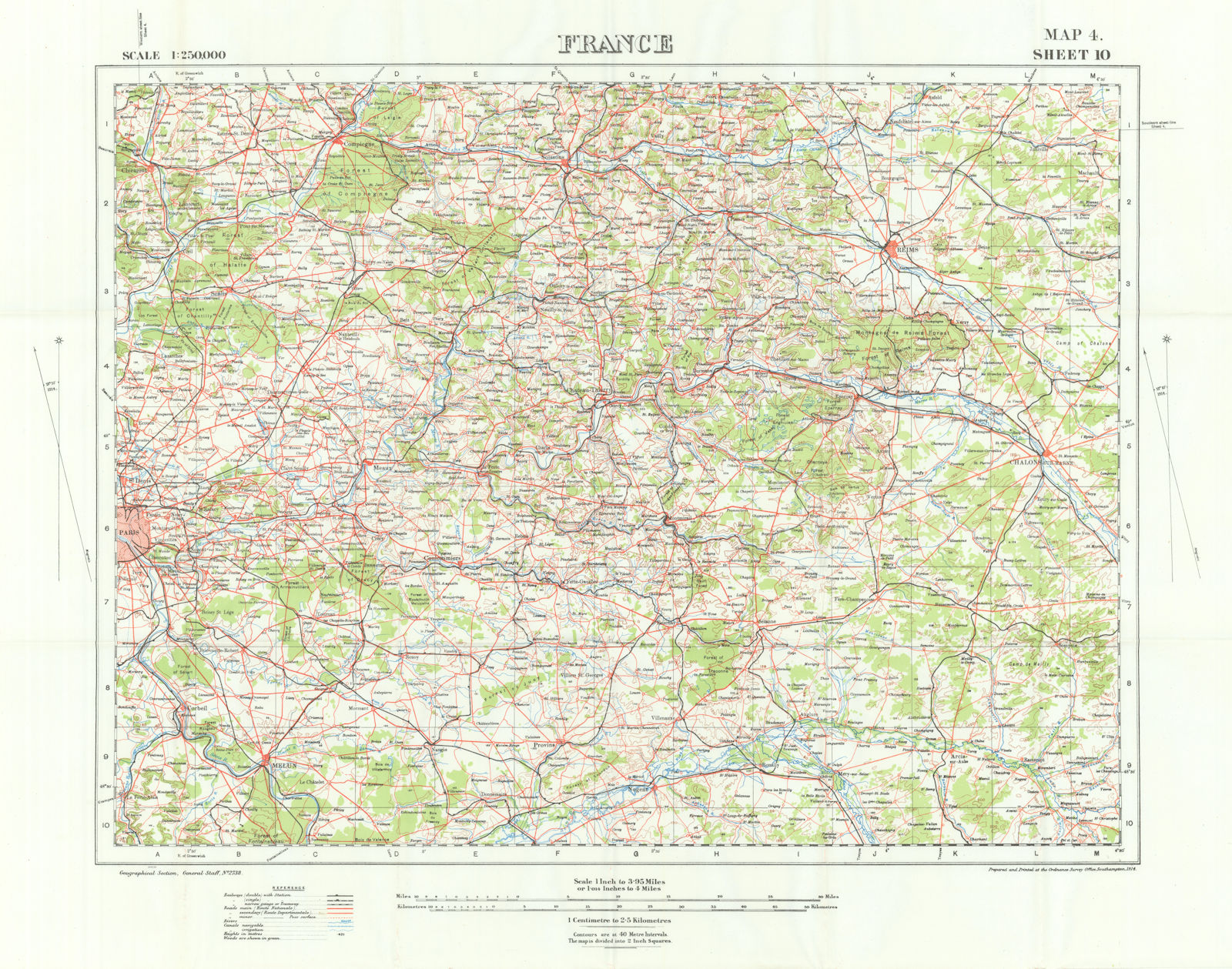 France 1914. First World War. 1933 old vintage map plan chart