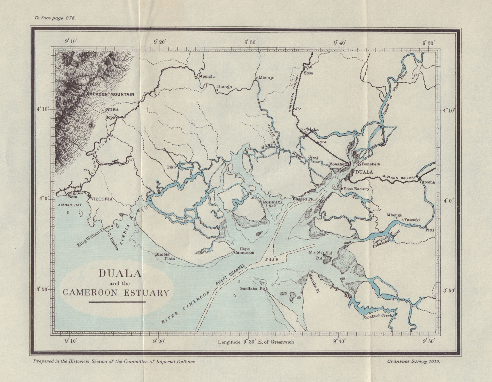 Duala & the Cameroon Estuary. Kamerun Campaign. 1914. First World War. 1920 map