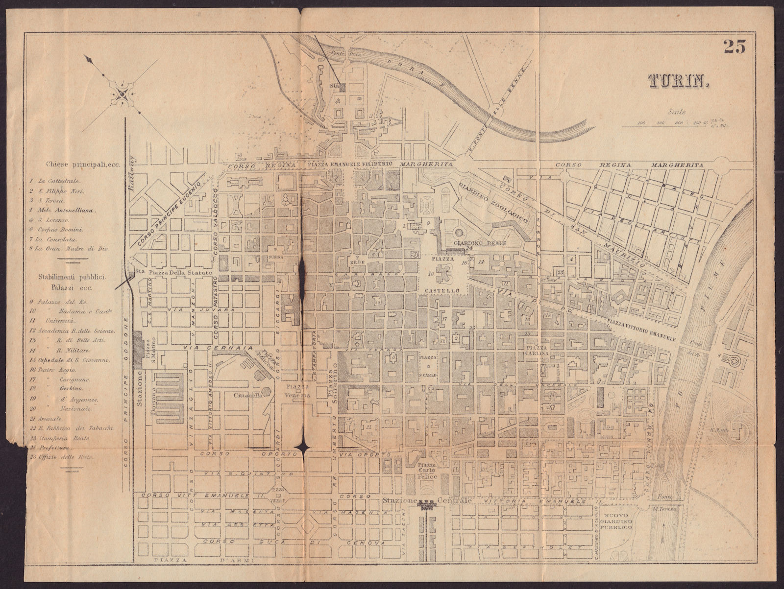 Associate Product TURIN TORINO antique town plan city map. Italy. BRADSHAW c1899 old