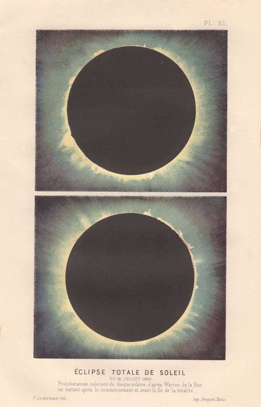 Éclipse totale de Soleil du 18 Juillet 1860. Lunar eclipse of 1860 1866 print