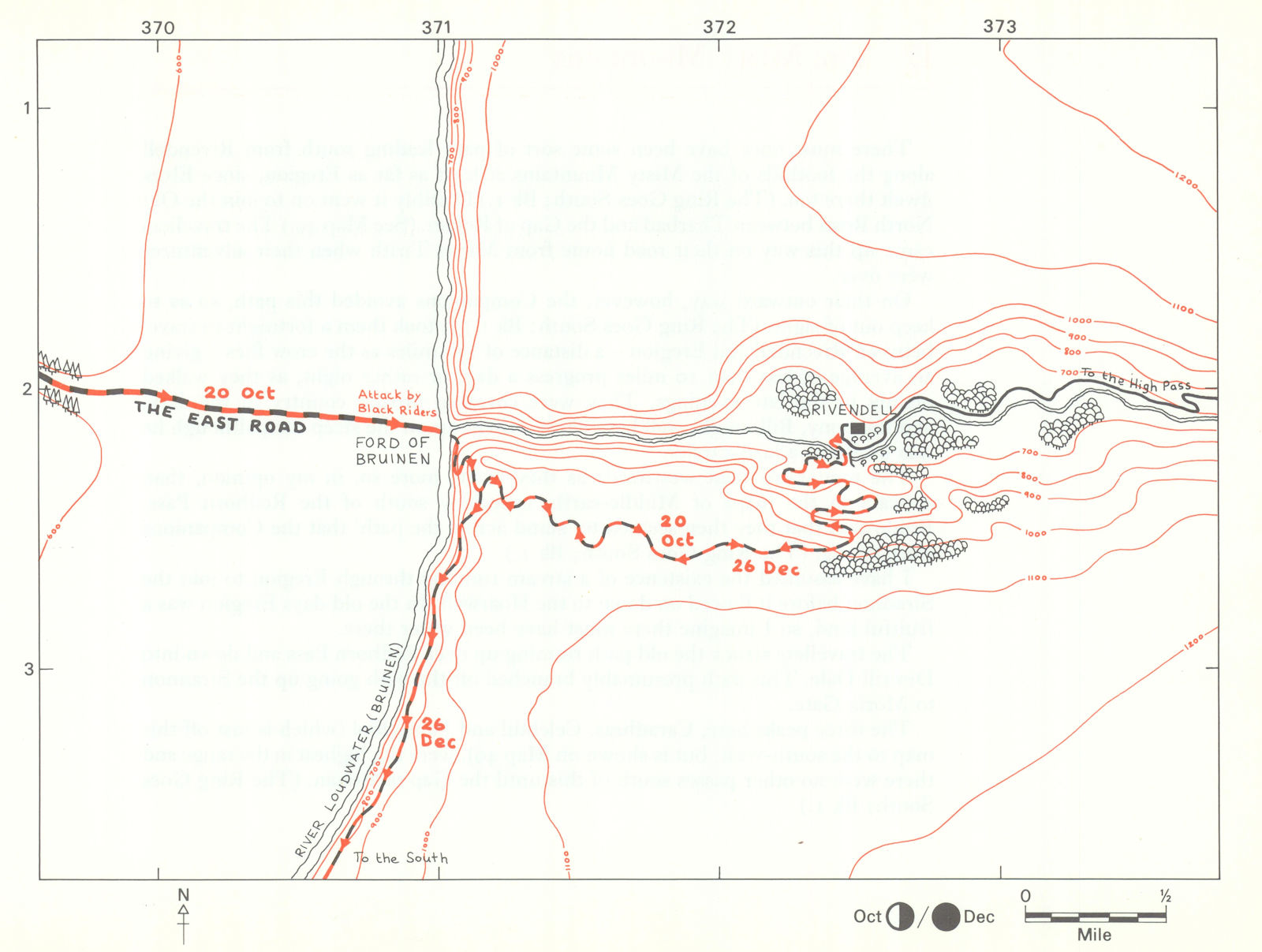MIDDLE-EARTH Rivendell. Frodo's route. TOLKIEN/STRACHEY 1981 old vintage map