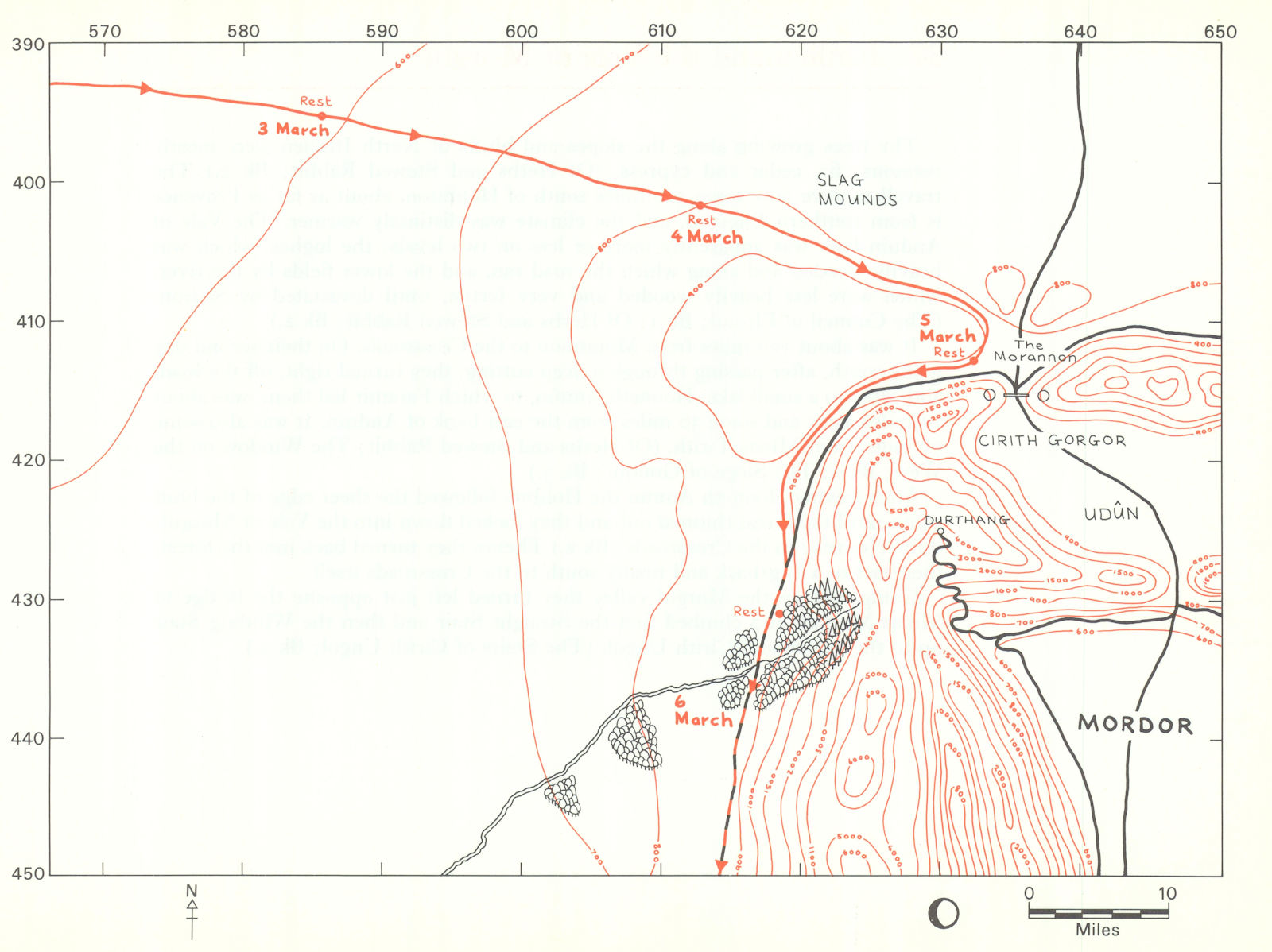 Associate Product MIDDLE-EARTH The Gate of Mordor. Frodo's route. TOLKIEN/STRACHEY 1981 old map