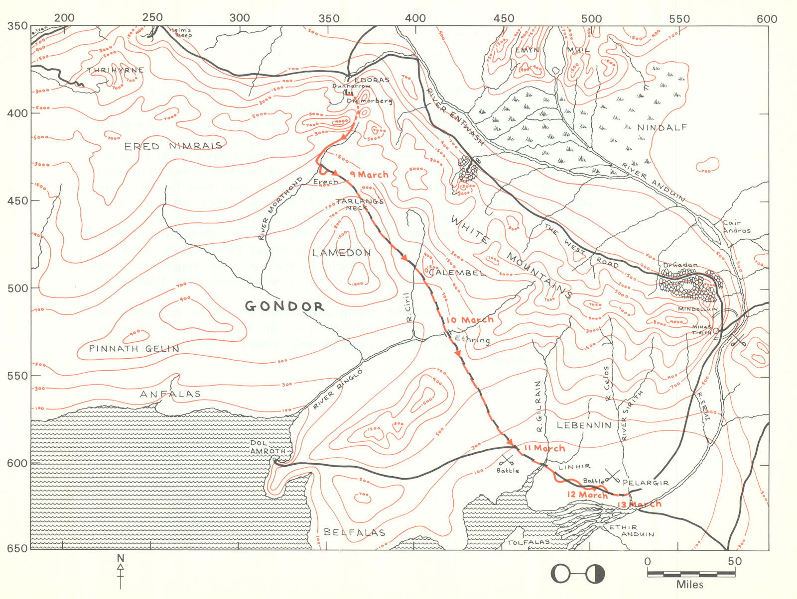 Associate Product MIDDLE-EARTH Aragorn & Grey Company. Frodo's route. TOLKIEN/STRACHEY 1981 map