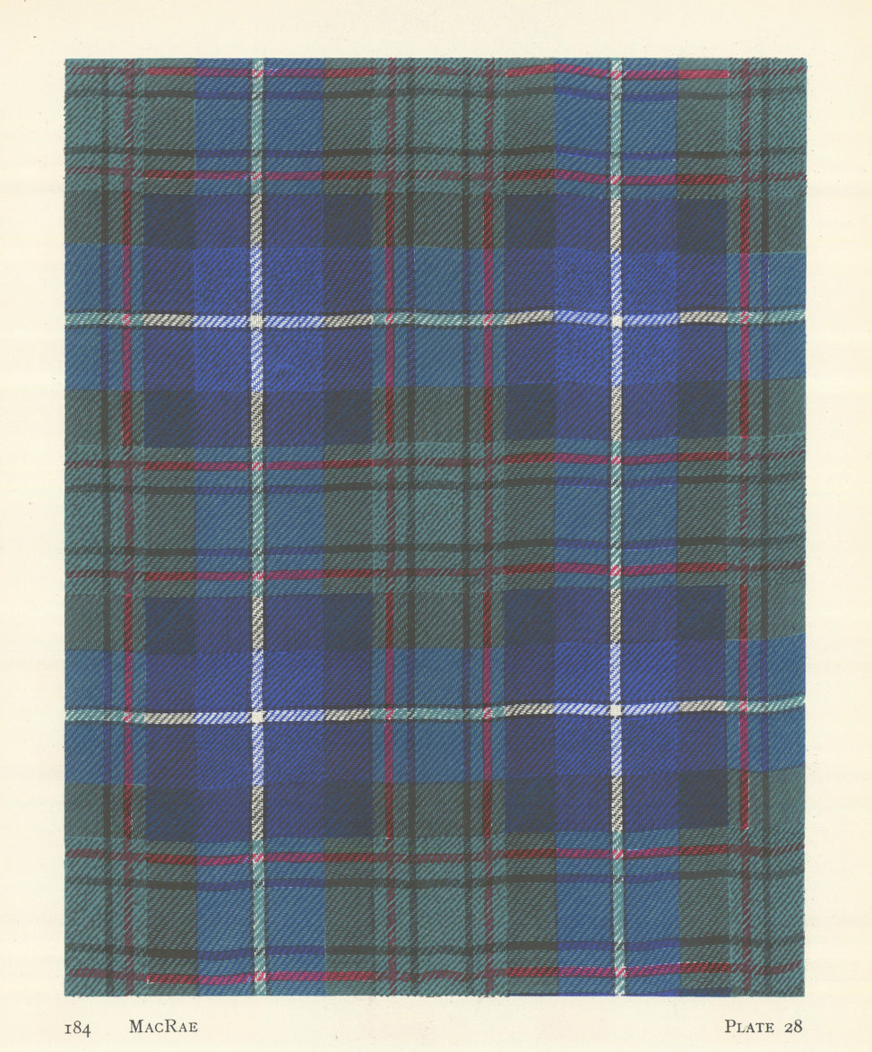 Associate Product Macrae Tartan. Scotland 1950 old vintage print picture