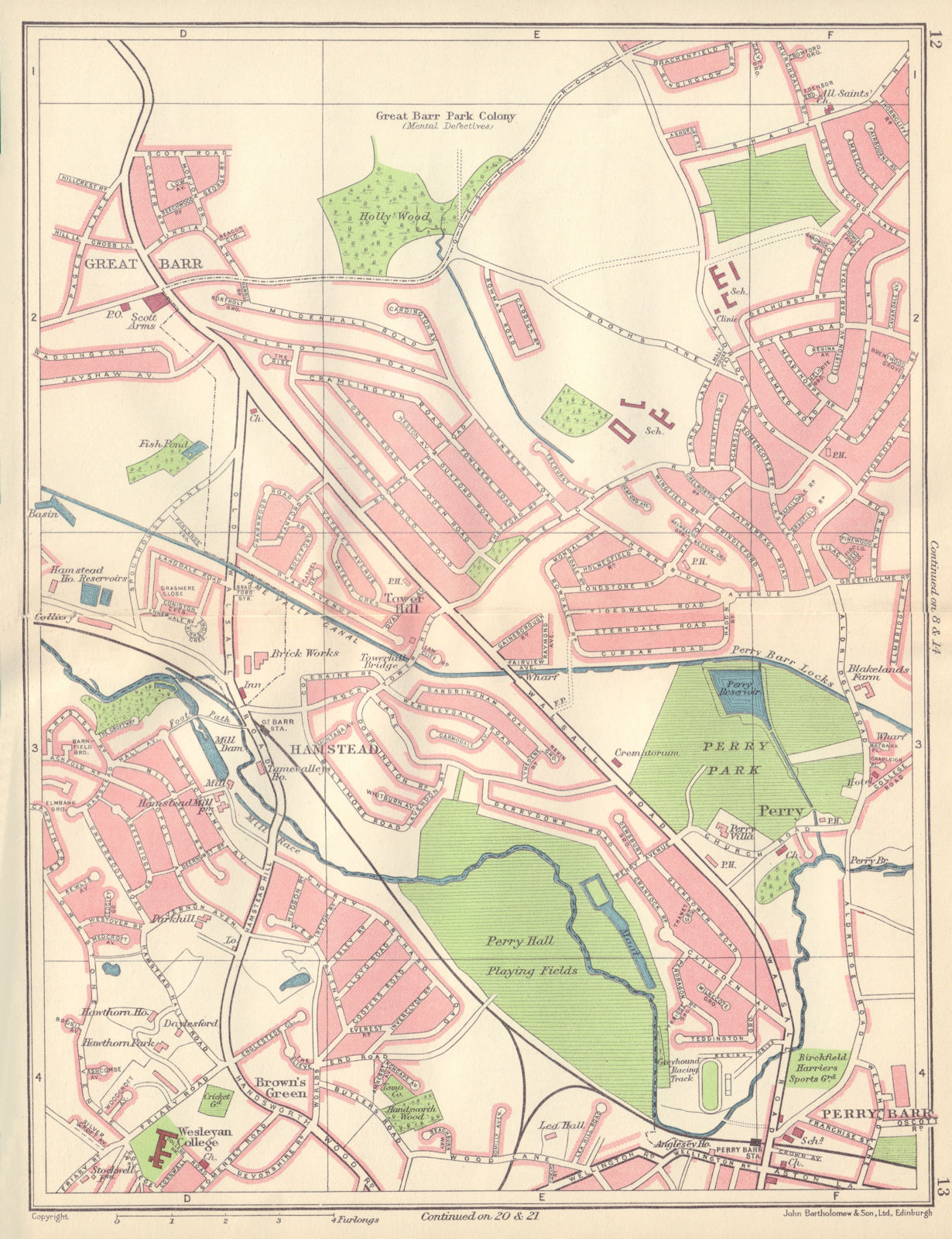 BIRMINGHAM NORTH Great/Perry Barr Hamstead Brown's Green Handsworth 1954 map