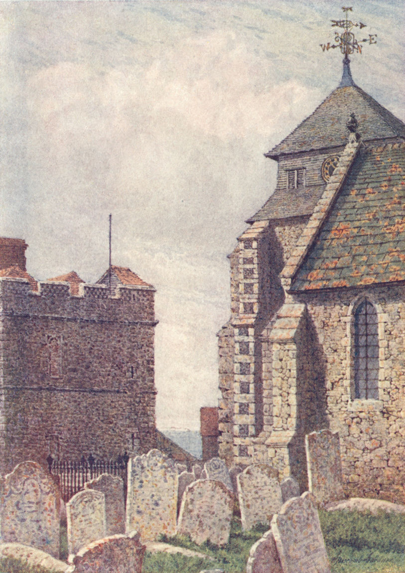 KENT. Minster Church, Isle of Sheppey, by William Biscombe Gardner 1907 print