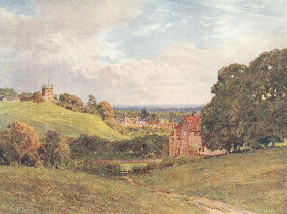 Castlethorpe, Buckinghamshire by Sutton Palmer 1920 old antique print picture