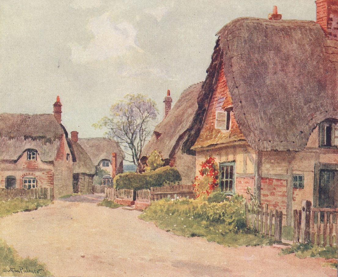 East Garston, Lambourn Valley, Berkshire by Sutton Palmer 1920 old print