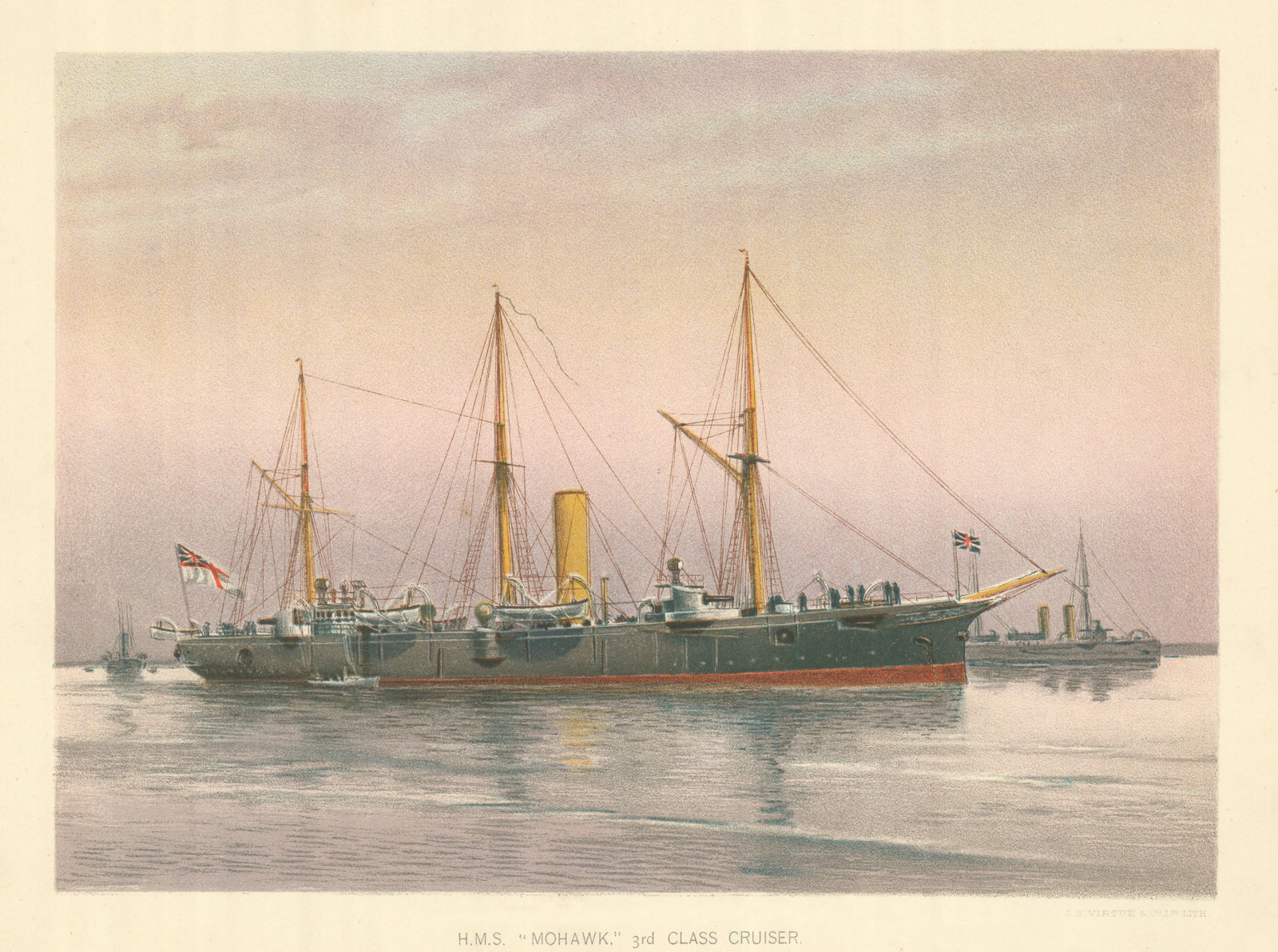 H.M.S. "Mohawk" - 3rd class cruiser (1886) by W.F. Mitchell. Royal Navy 1893