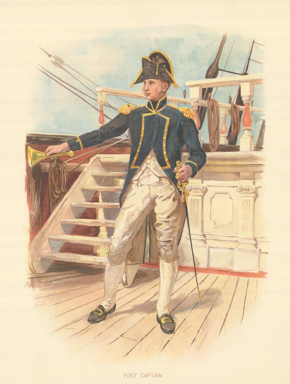 Associate Product Post-Captain (18th century) by W.C. Symons. Royal Navy 1893 old antique print