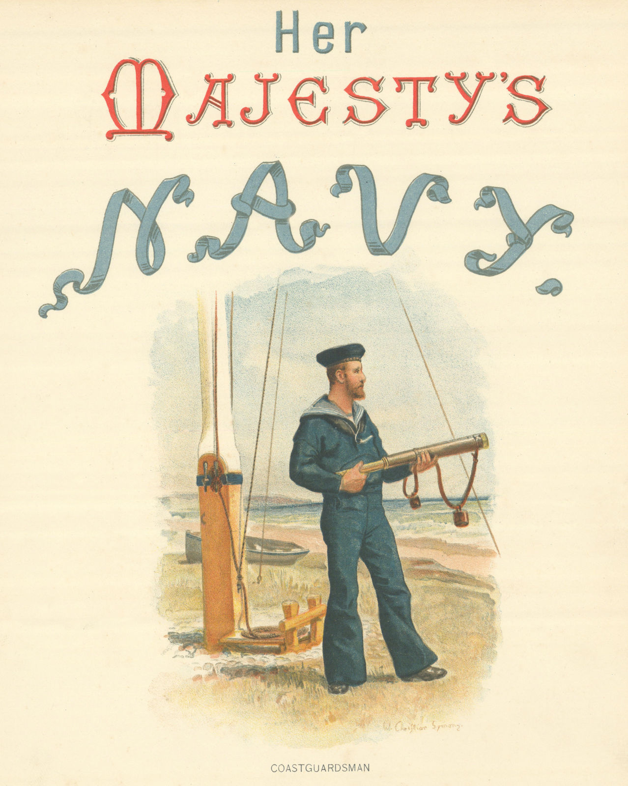Coastguardsman by W.C. Symons. Royal Navy 1893 old antique print picture