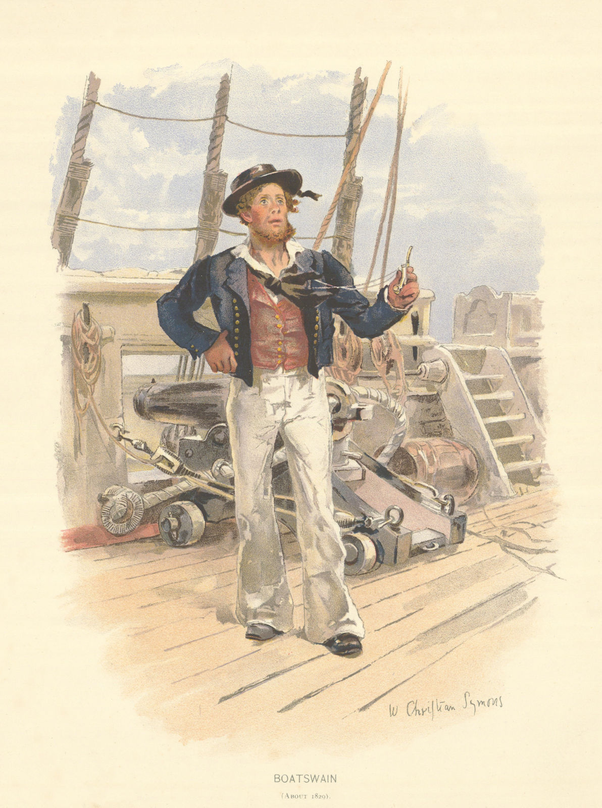 Associate Product Boatswain (about 1829) by W.C. Symons. Royal Navy 1893 old antique print
