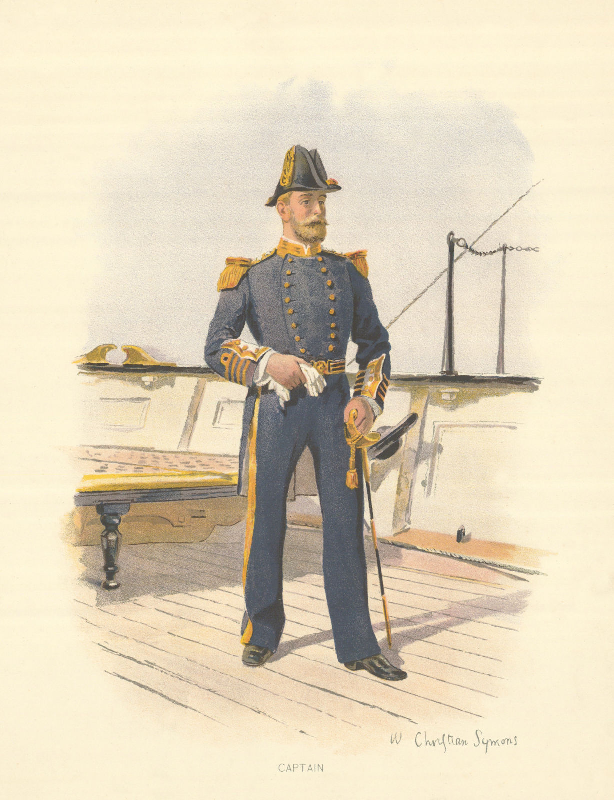 Associate Product Captain by W.C. Symons. Royal Navy 1893 old antique vintage print picture