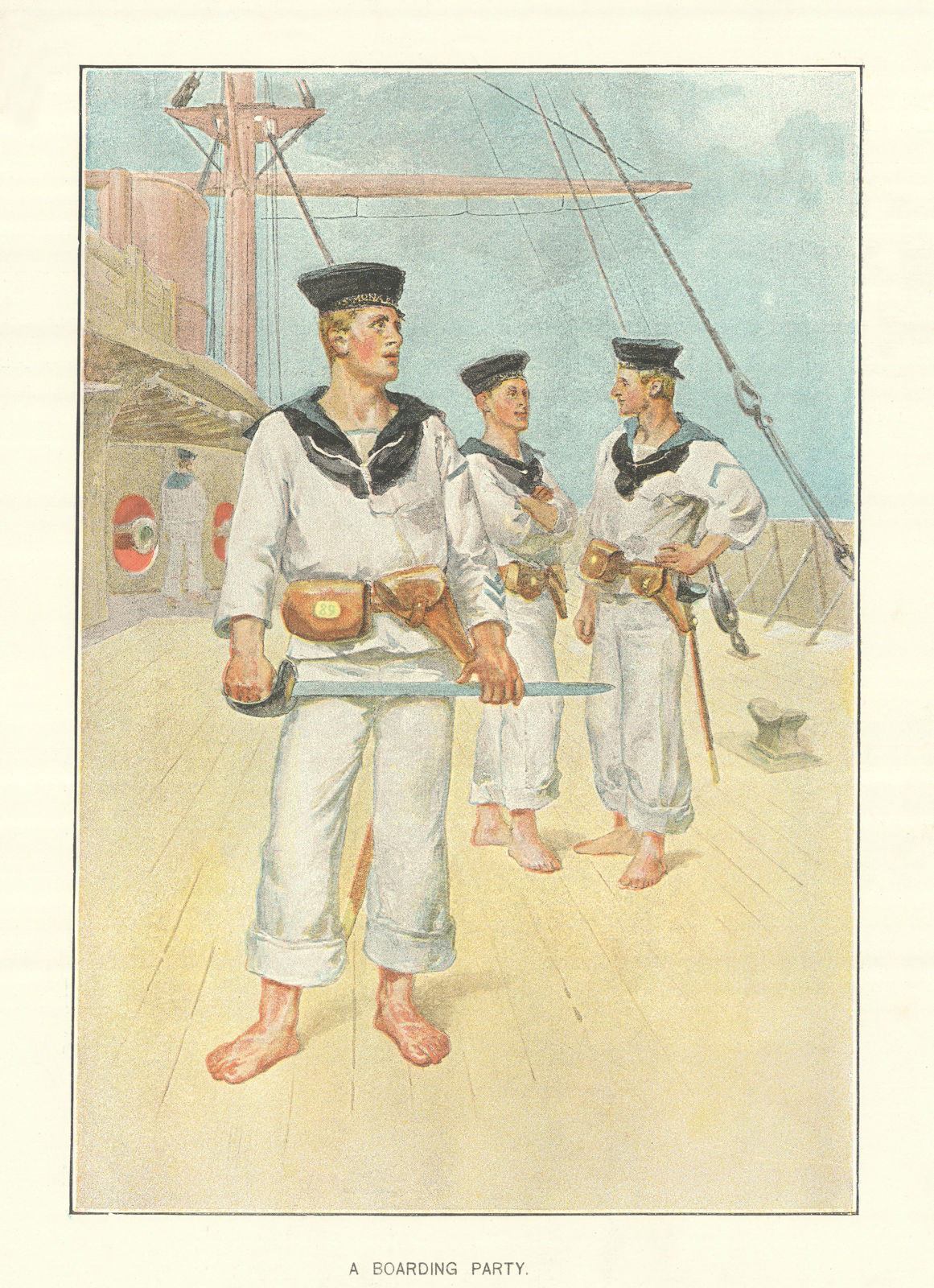 A boarding party by W.C. Symons. Royal Navy 1893 old antique print picture