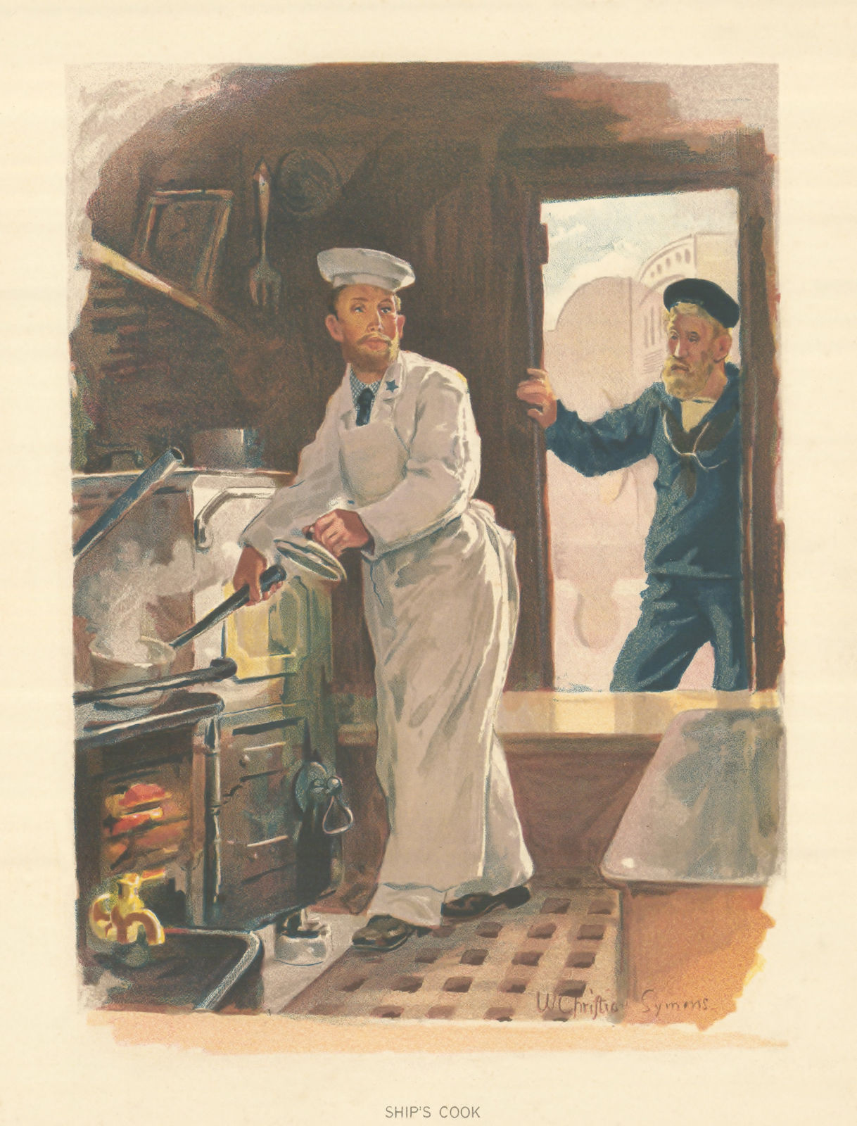 Ship's Cook by W.C. Symons. Royal Navy 1893 old antique vintage print picture