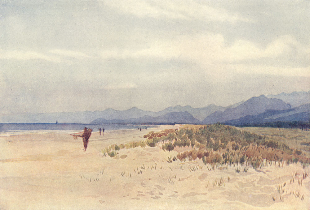 The sea-coast north of Viareggio, Italy by Alexander Murray 1904 old print